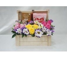 Chocolate With Flower Arrangement